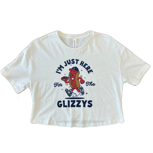 Ladies "I'm just here for the Glizzys" Crop top - Vintage White