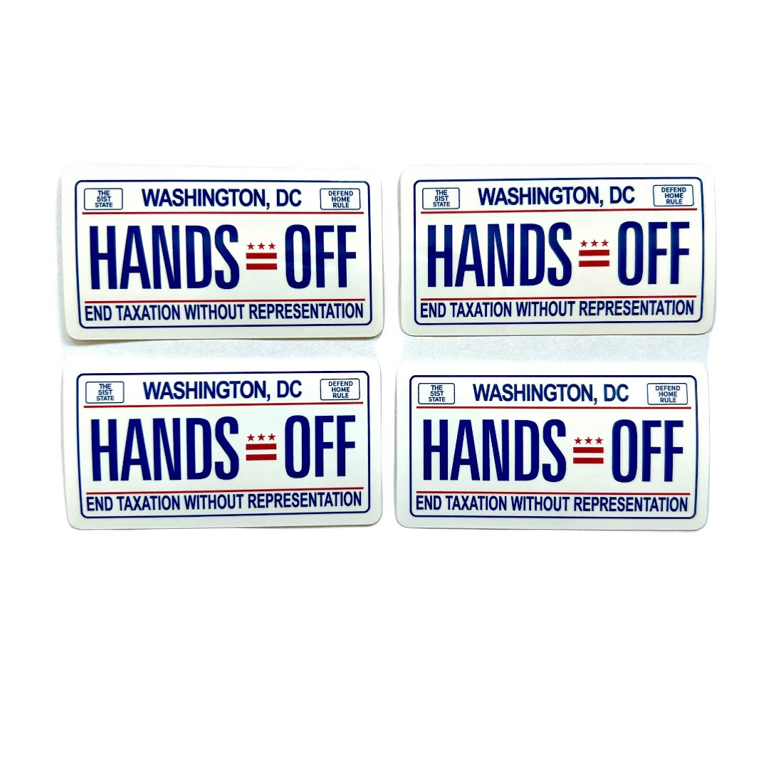 "Hands Off" DC License Plate Sticker packs