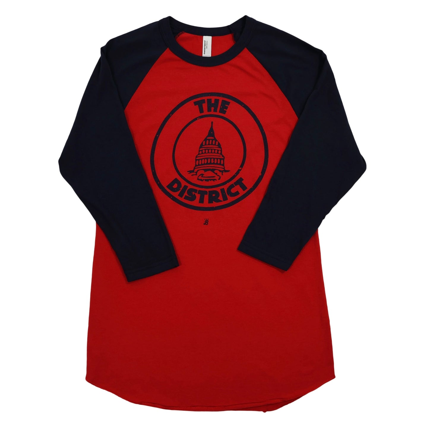 Unisex 3/4 sleeve The District Seal Raglan - Red/Navy