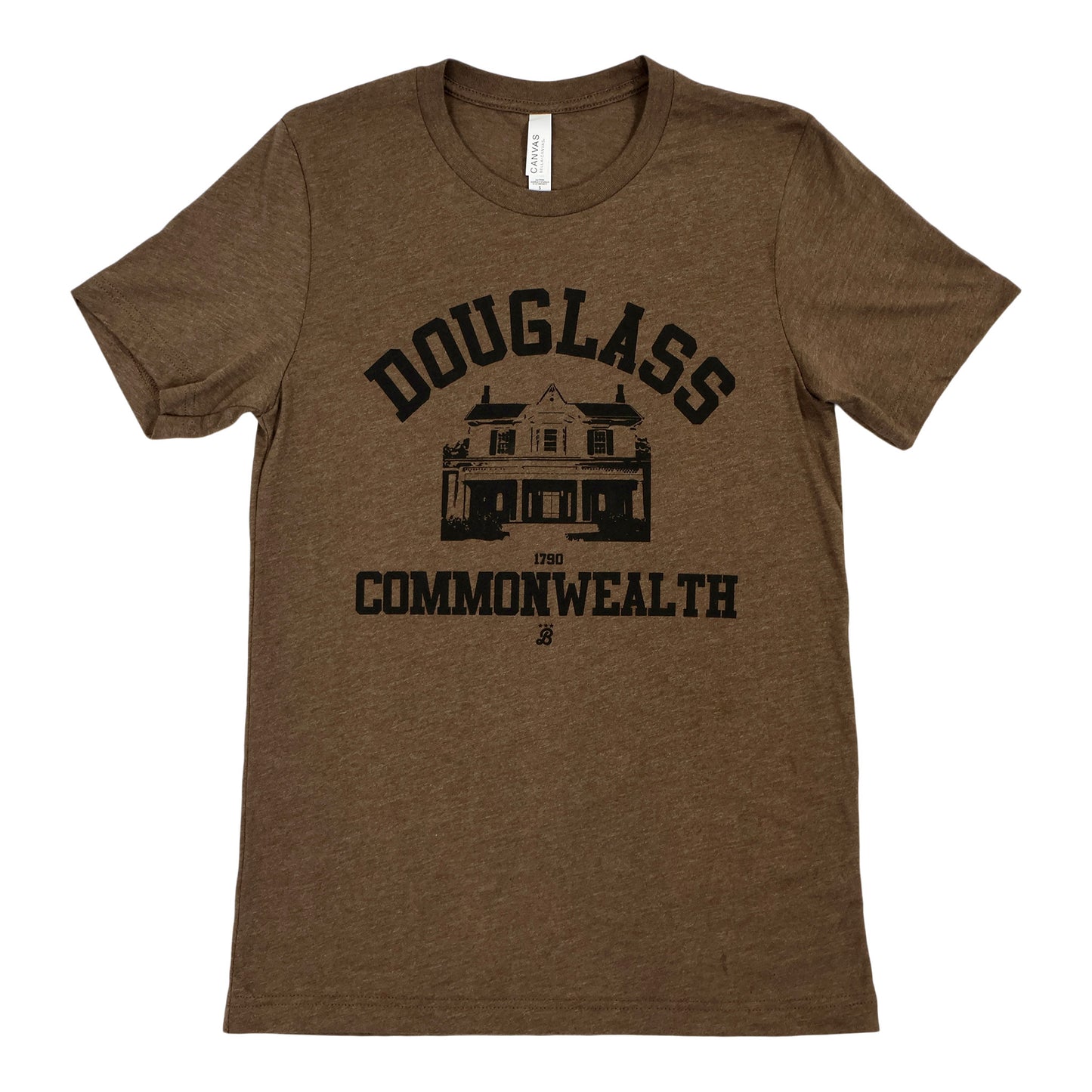 Heather Brown T-shirt with the words "Douglass Commonwealth" on the front