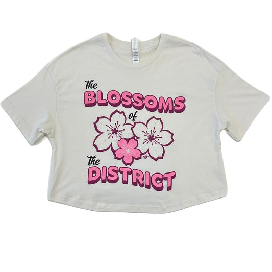 Ladies Vintage White "Blossoms of The District" Crop Top