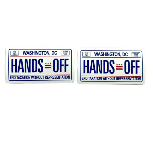 "Hands Off" DC License Plate Sticker packs