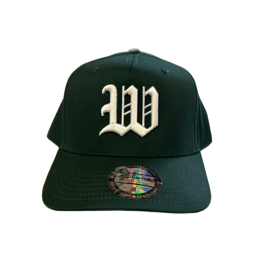 Dark green cap with a white 'W' logo on a white background