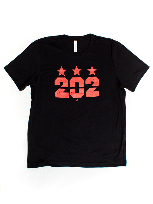 Unisex 202 Stars T-shirt: Black/Red