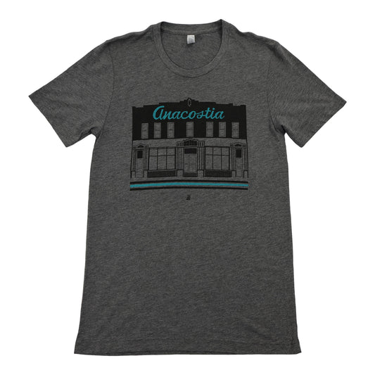 Unisex Script Anacostia - Grey Triblend with Teal Imprint