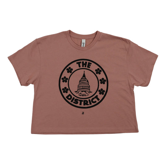 Ladies The District Seal Cherry Blossom Crop Top - Desert Pink